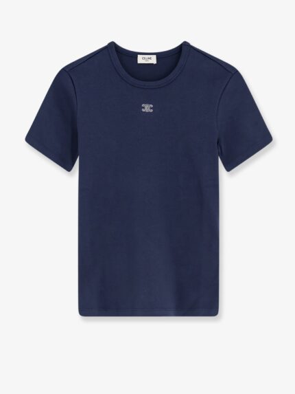 Celine Triomphe Cotton Blend T-shirt With Embroidered Logo