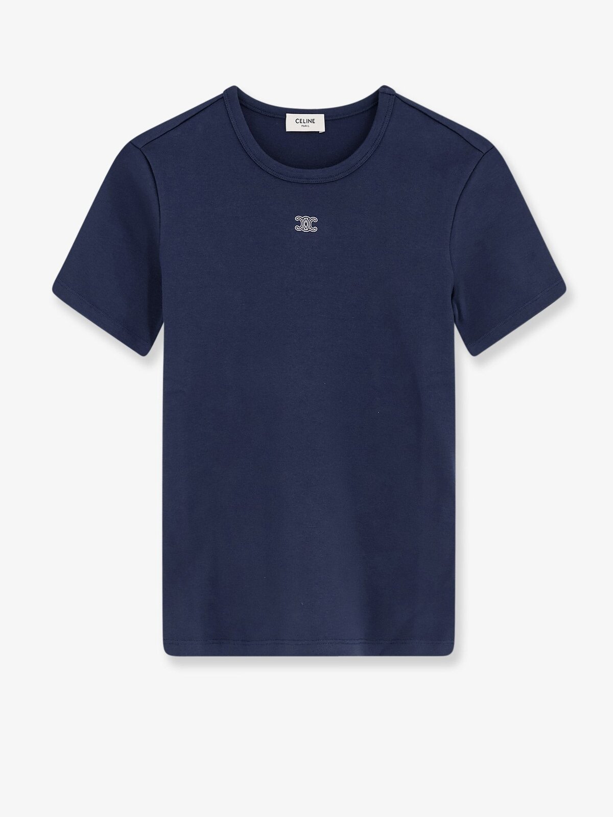 Celine Triomphe Cotton Blend T-shirt With Embroidered Logo