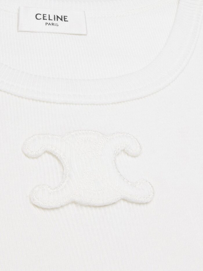 Celine Triomphe Ribbed Cotton Tank Top
