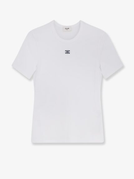 Celine Triomphe T-shirt In Cotton Blend With Embroidered Logo