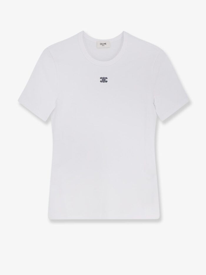 Celine Triomphe T-shirt In Cotton Blend With Embroidered Logo