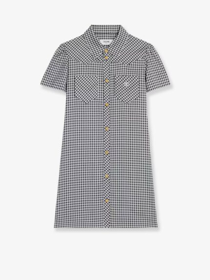 Celine Vichy Silk Mini Chemisier Dress