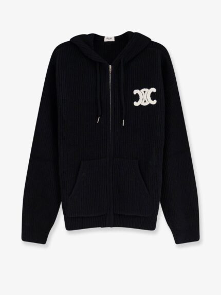 Celine Wool Cardigan With Flocked Logo
