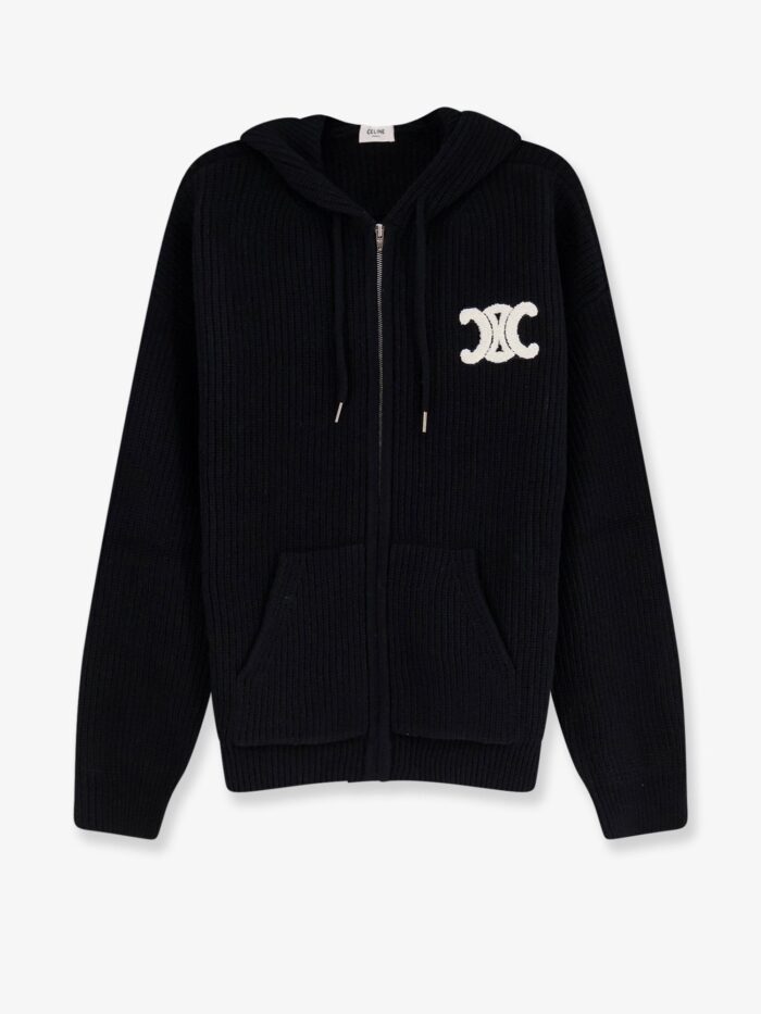 celine wool cardigan with flocked logo Celine Wool Cardigan With Flocked Logo