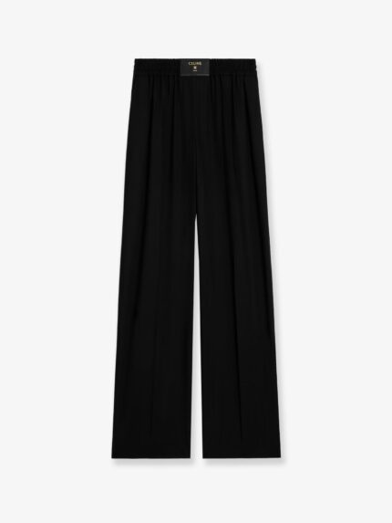 Celine Wool Trousers With Logo Patch