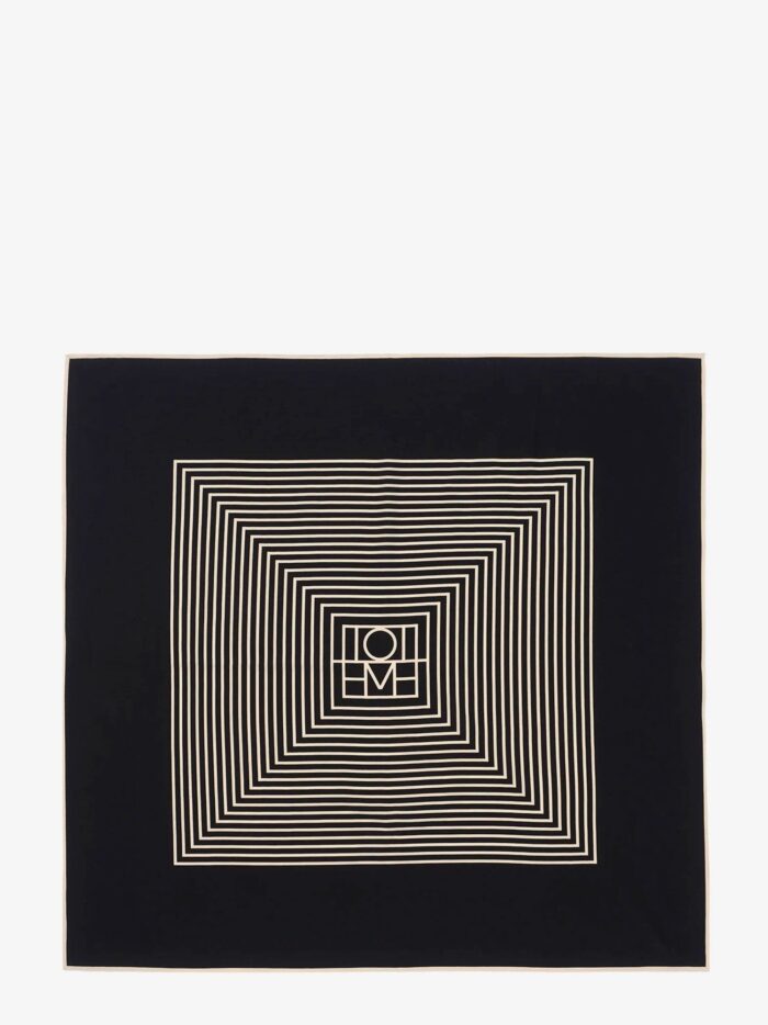 toteme silk foulard with centered monogram print Toteme Silk Foulard With Centered Monogram Print