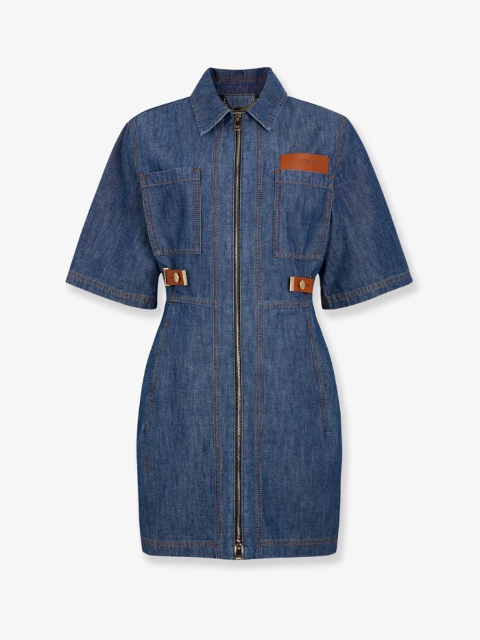 fendi chambray denim chemisier dress Fendi Chambray Denim Chemisier Dress