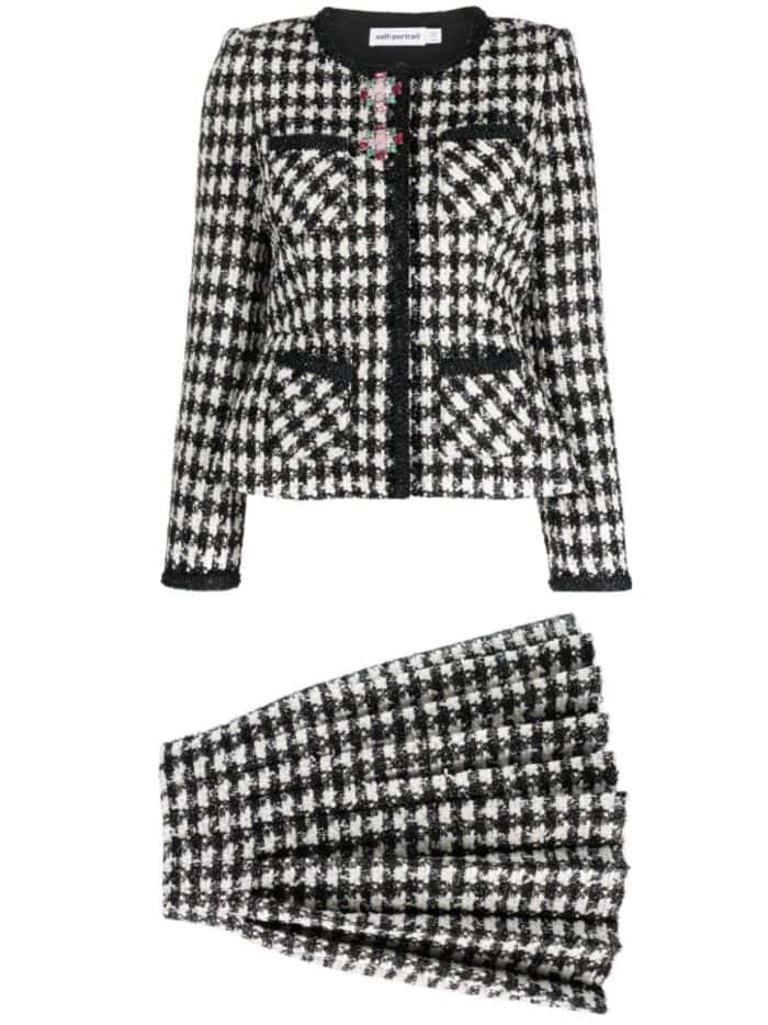 Check Boucle Mini Jacket Dress