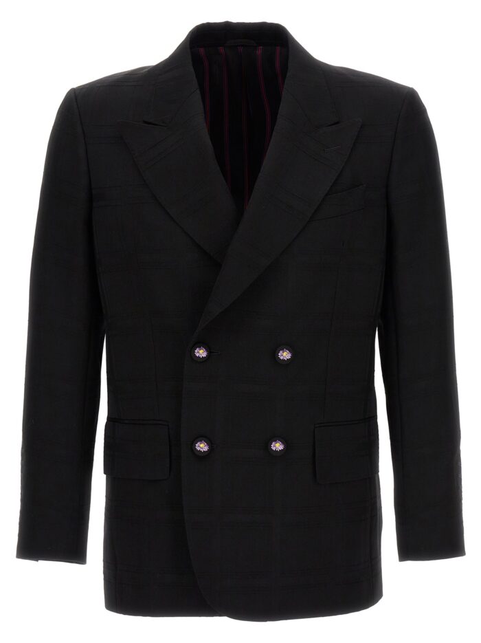 etro check double breasted blazer Etro Check Double-breasted Blazer