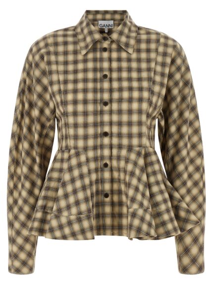 GANNI 'Check Flannel Peplum' Shirt