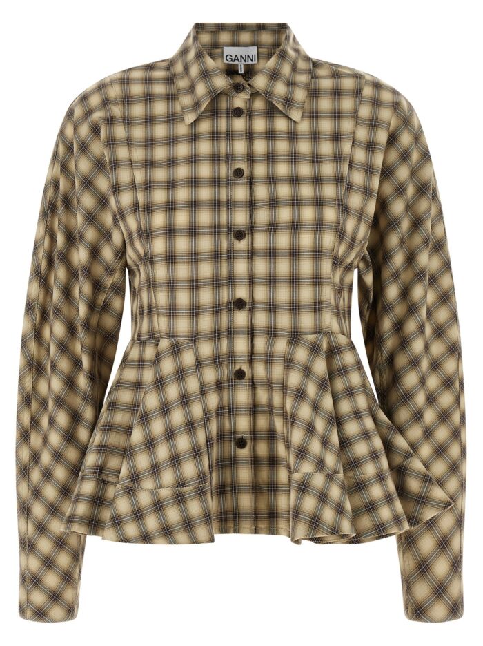 ganni 'check flannel peplum' shirt GANNI 'Check Flannel Peplum' Shirt