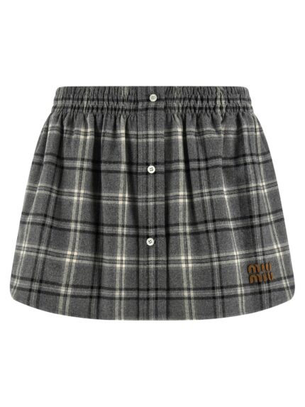 Miu Miu Check Flannel Skirt