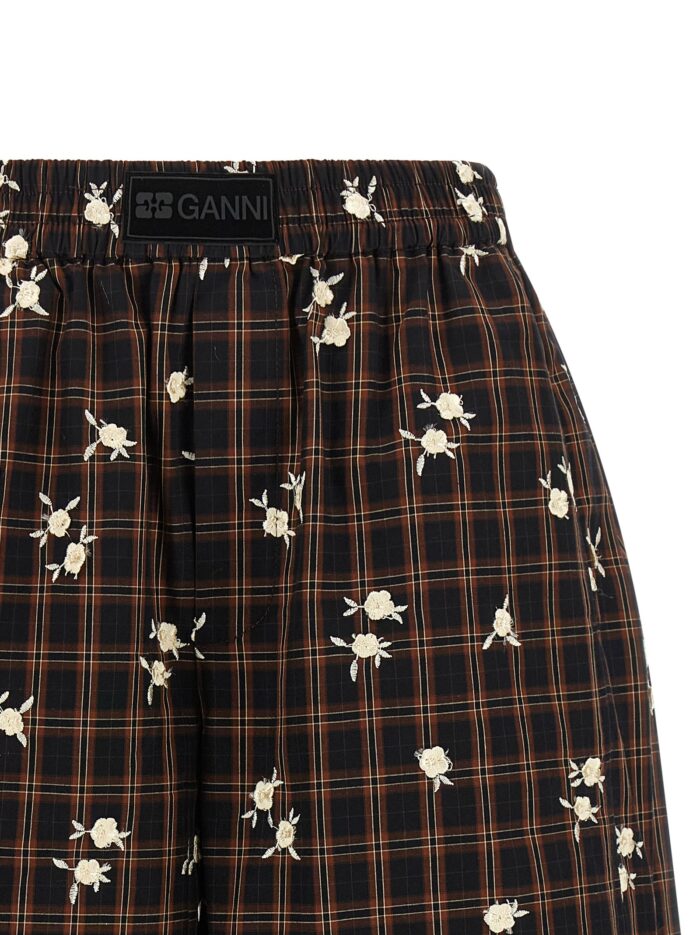 GANNI 'Check Flower' Bermuda Shorts