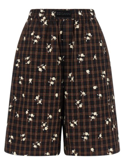 GANNI 'Check Flower' Bermuda Shorts