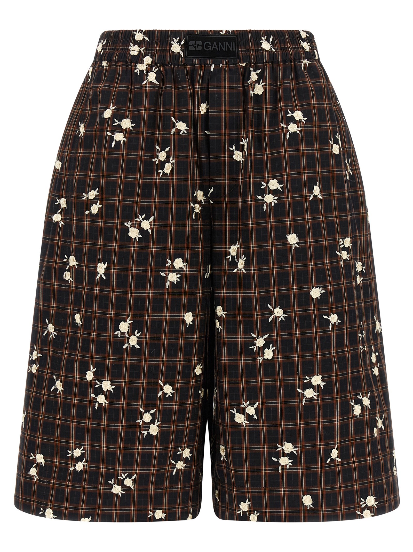 GANNI 'Check Flower' Bermuda Shorts