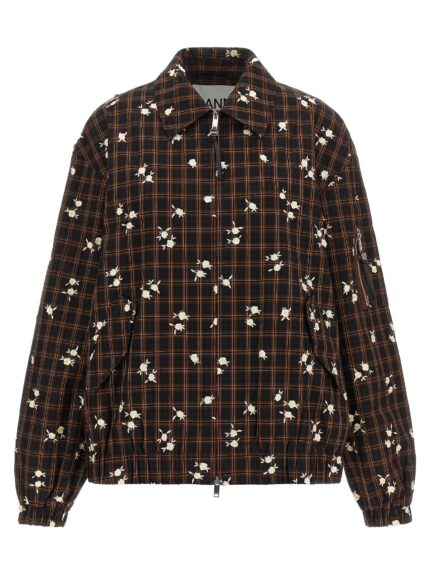 GANNI 'Check Flower' Bomber Jacket