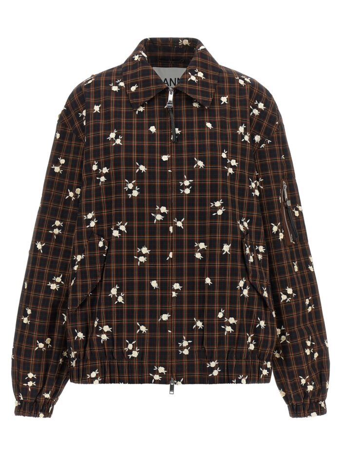 ganni 'check flower' bomber jacket GANNI 'Check Flower' Bomber Jacket