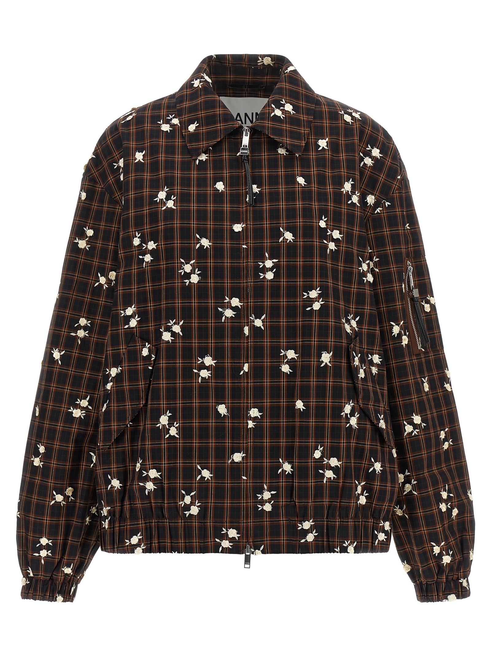 GANNI 'Check Flower' Bomber Jacket