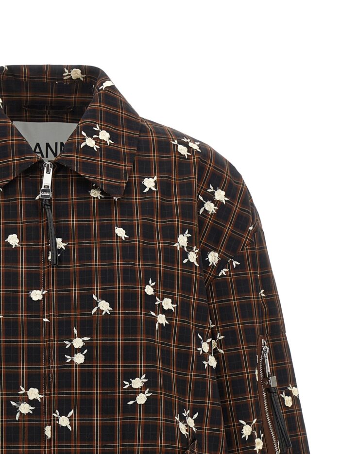 GANNI 'Check Flower' Bomber Jacket