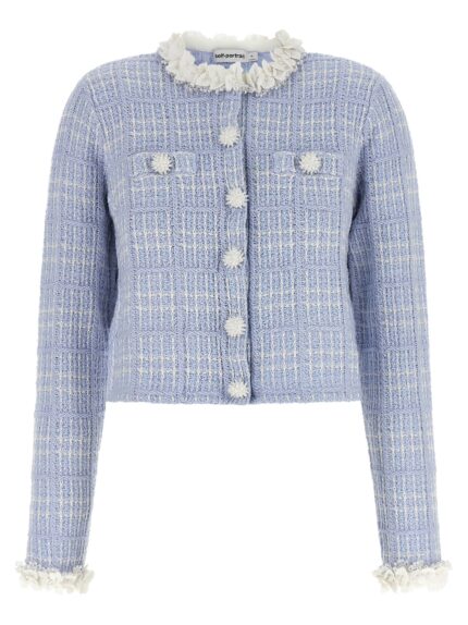 SELF PORTRAIT Check Knit Jacket