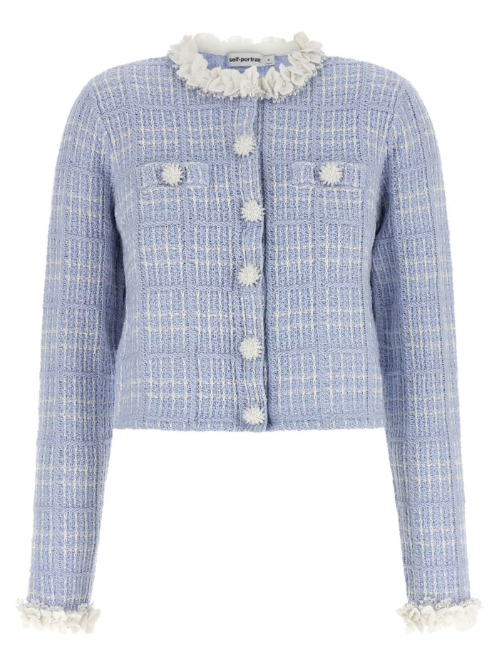 self portrait check knit jacket SELF PORTRAIT Check Knit Jacket