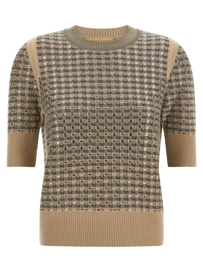 ermanno scervino check knit with crystals ERMANNO SCERVINO Check Knit With Crystals