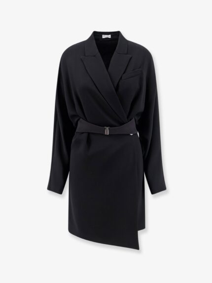 Brunello Cucinelli Chemisier Dress With Tuxedo-style Band