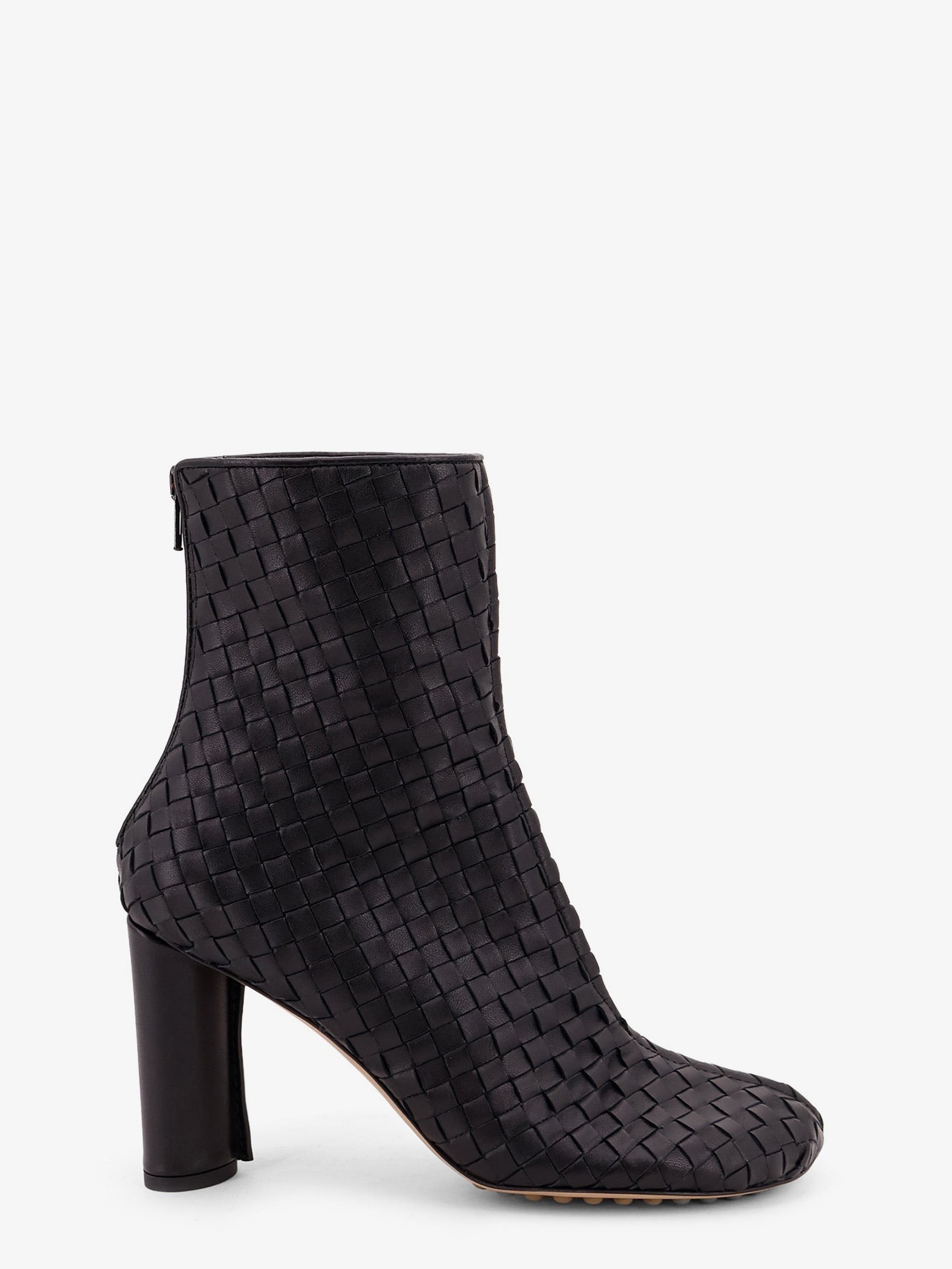 Bottega Veneta Cherry Leather Ankle Boots With Woven Pattern