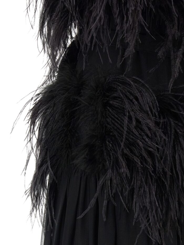 Alberta Ferretti Chiffon And Feather Dress