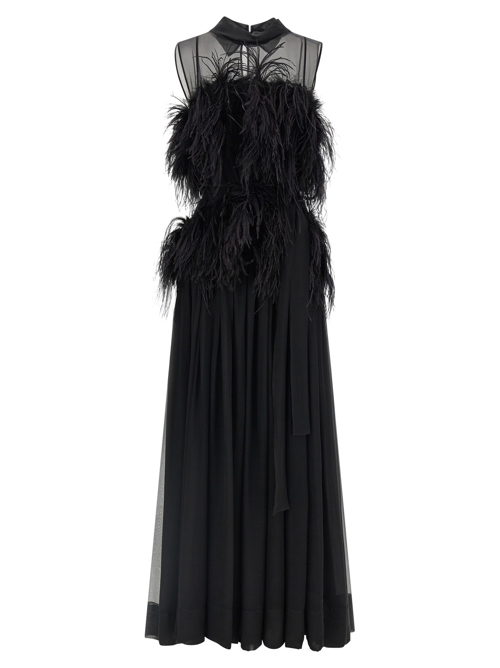 Alberta Ferretti Chiffon And Feather Dress