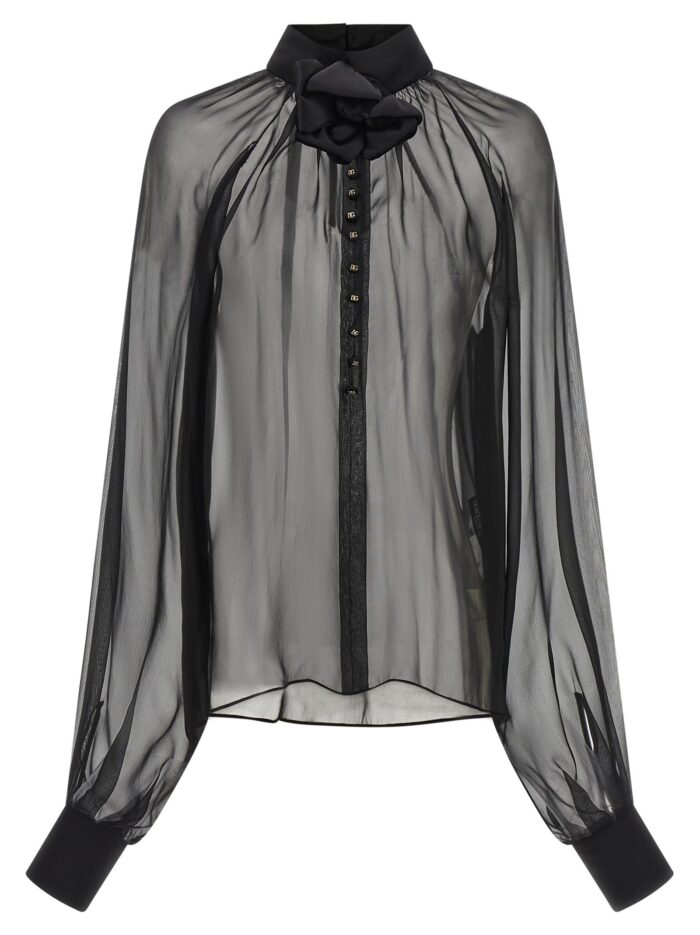 dolce & gabbana chiffon blouse with flower Dolce & Gabbana Chiffon Blouse With Flower