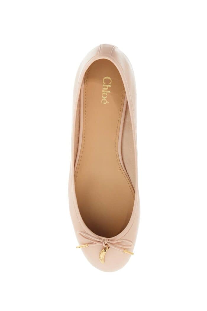 CHLOE' Beige Ballet Flats In Synthetic Material With Rope Bow And Flat Sole