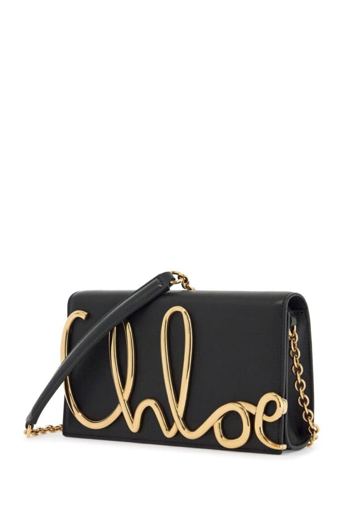 CHLOE' Black Leather Bag With Chain Shoulder Strap