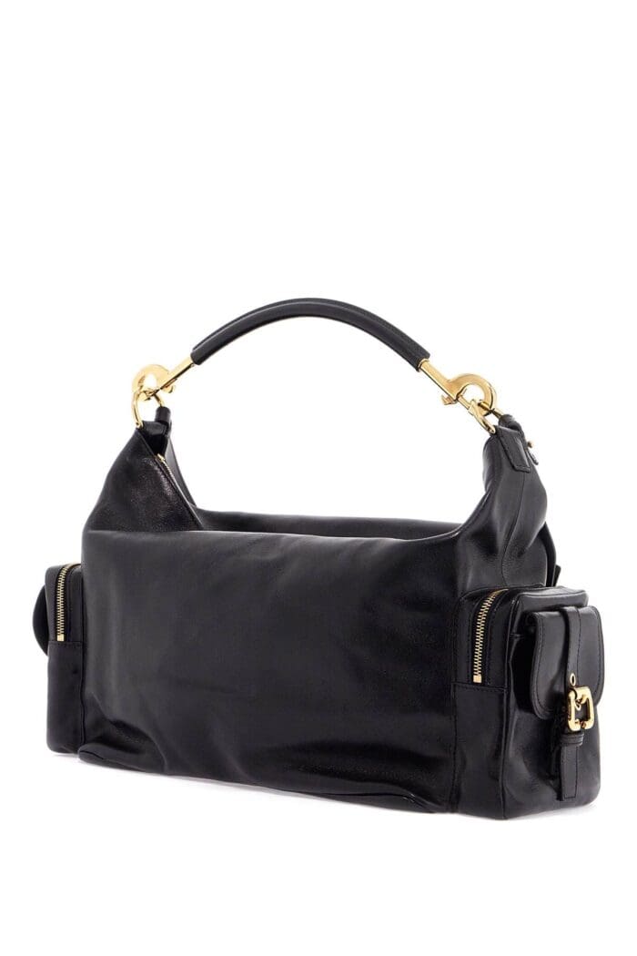 CHLOE' Black Leather Shoulder Bag With Golden Buckle