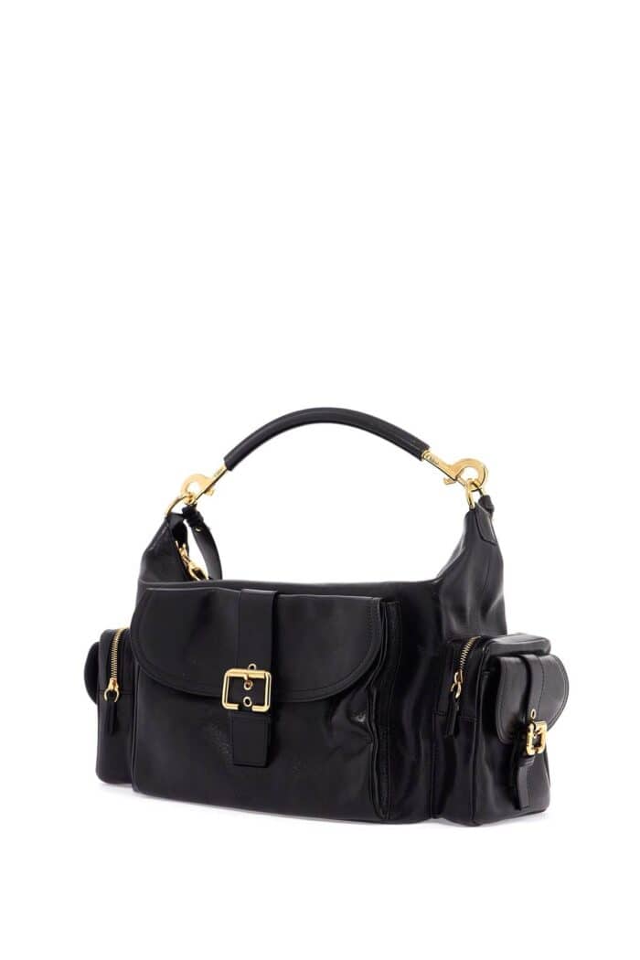 CHLOE' Black Leather Shoulder Bag With Golden Buckle