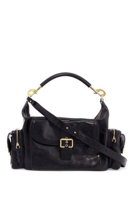 CHLOE' Black Leather Shoulder Bag With Golden Buckle