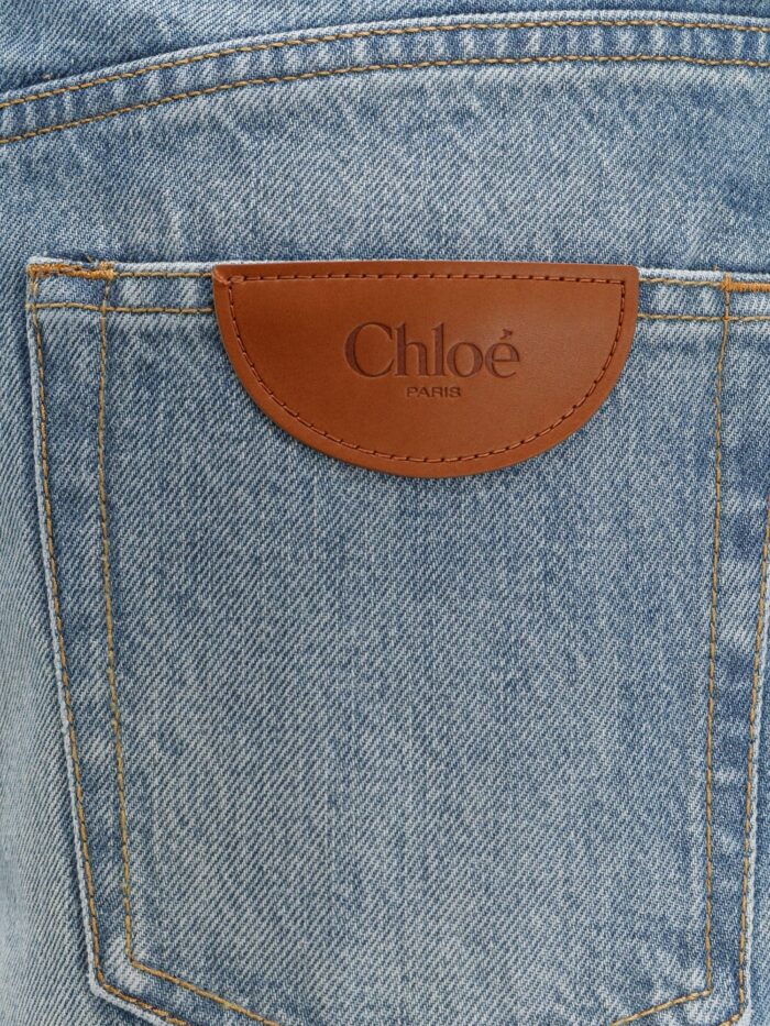 CHLOE' Blue Denim Jeans With Logo Label On The Back