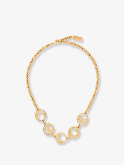 CHLOE' Brass Script Necklace