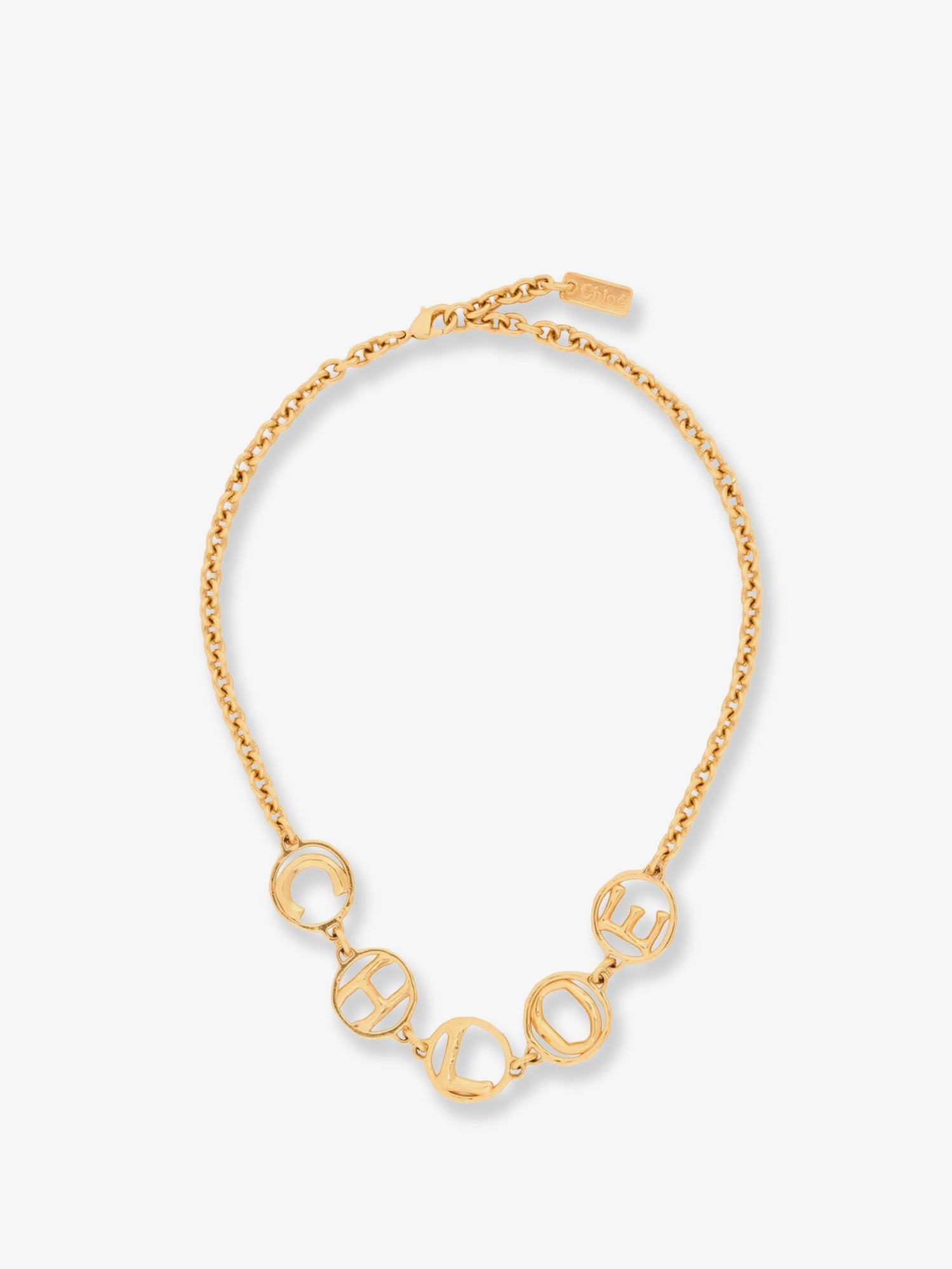 CHLOE' Brass Script Necklace