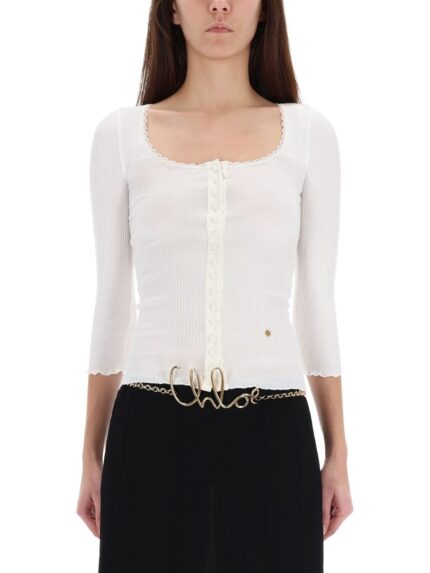 CHLOÉ CARDIGAN WITH DEEP NECKLINE