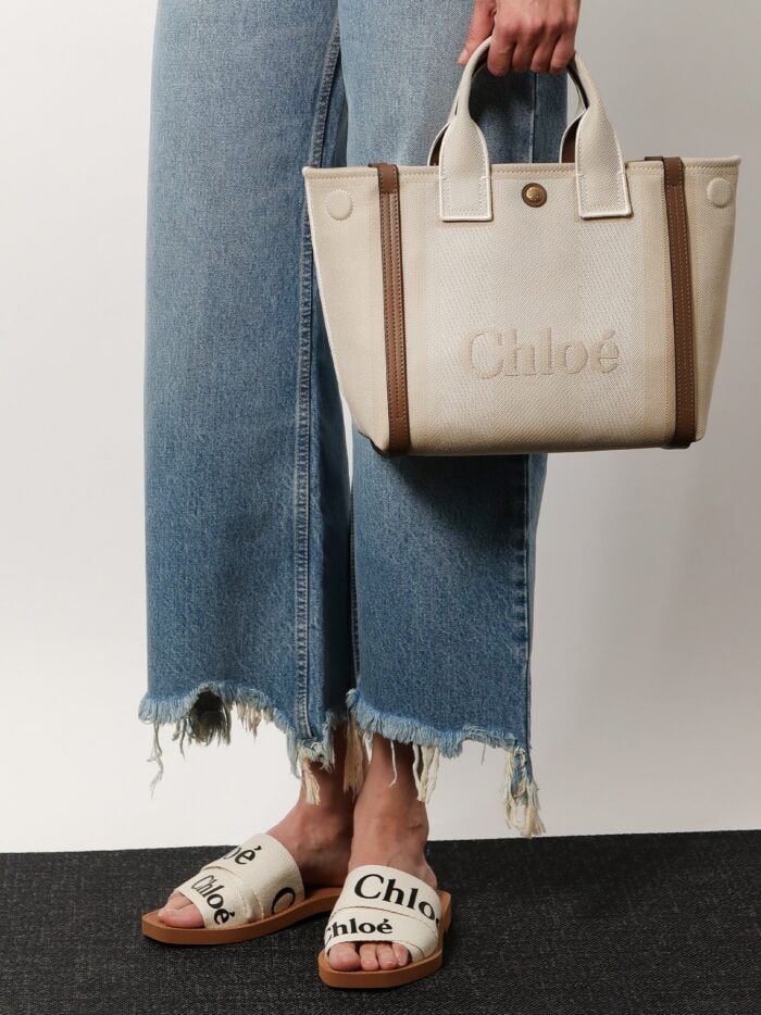 CHLOE' Chloé Carry Canvas Shoulder Bag With Logo Embroidery