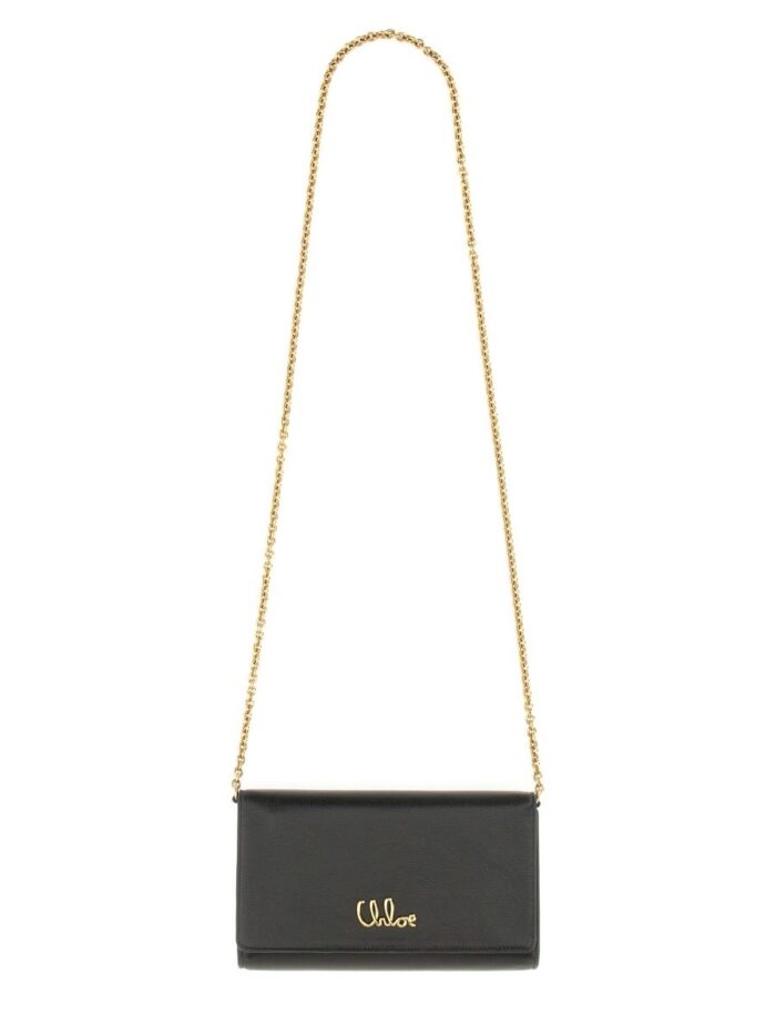 chloÉ "chloÉ iconic" flap and chain wallet CHLOÉ "CHLOÉ ICONIC" FLAP AND CHAIN WALLET