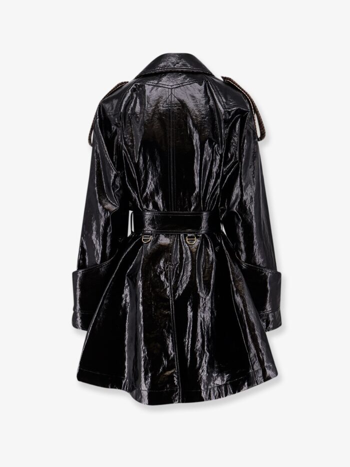 CHLOE' Coated Linen Trench With Wool Blend Details