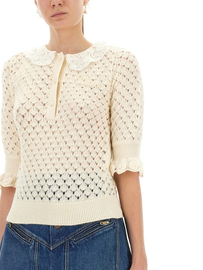 CHLOÉ COTTON CROCHET SWEATER