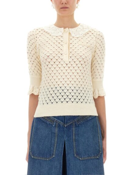 CHLOÉ COTTON CROCHET SWEATER
