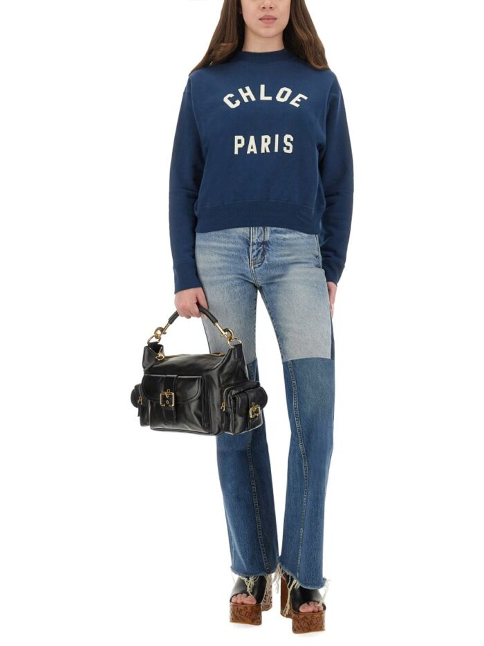 CHLOÉ COTTON FLEECE LOGO PULLOVER