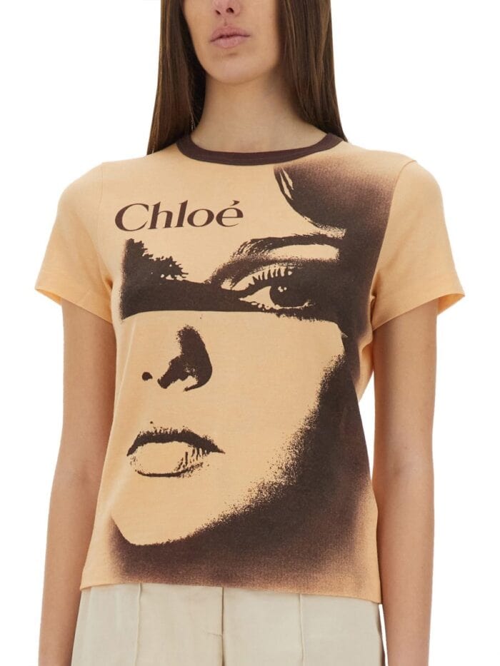 CHLOE' COTTON JERSEY LOGO T-SHIRT
