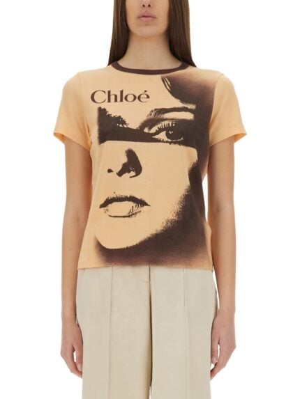 CHLOE' COTTON JERSEY LOGO T-SHIRT