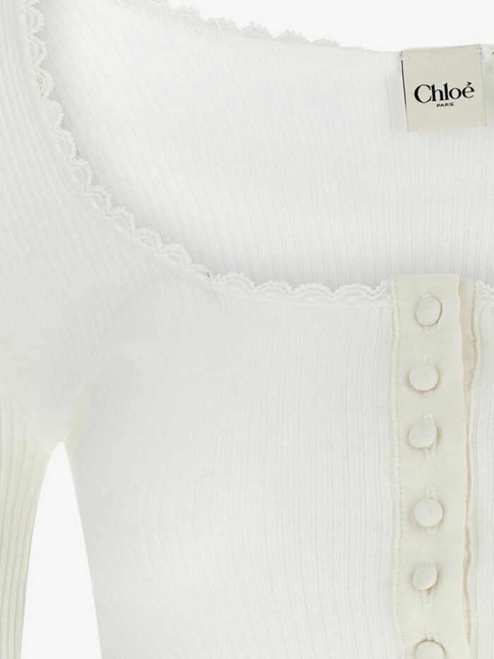 CHLOE' Cotton Shirt With Lace Insert