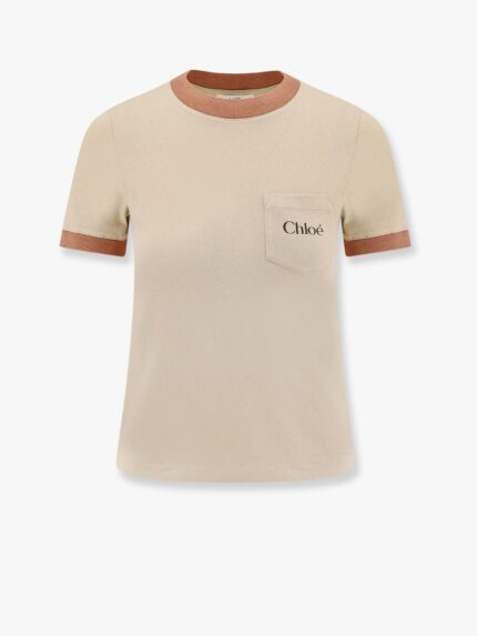 CHLOE' Cotton T-shirt With Contrasting Profiles
